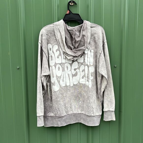 Women’s Juniors Believe In Yourself Washed Sweatshirt Size M - Picture 3 of 8